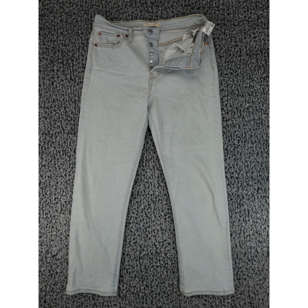 Levi's Wedgie Straight Jeans Womens 31 Light Blue High Rise Button Fly